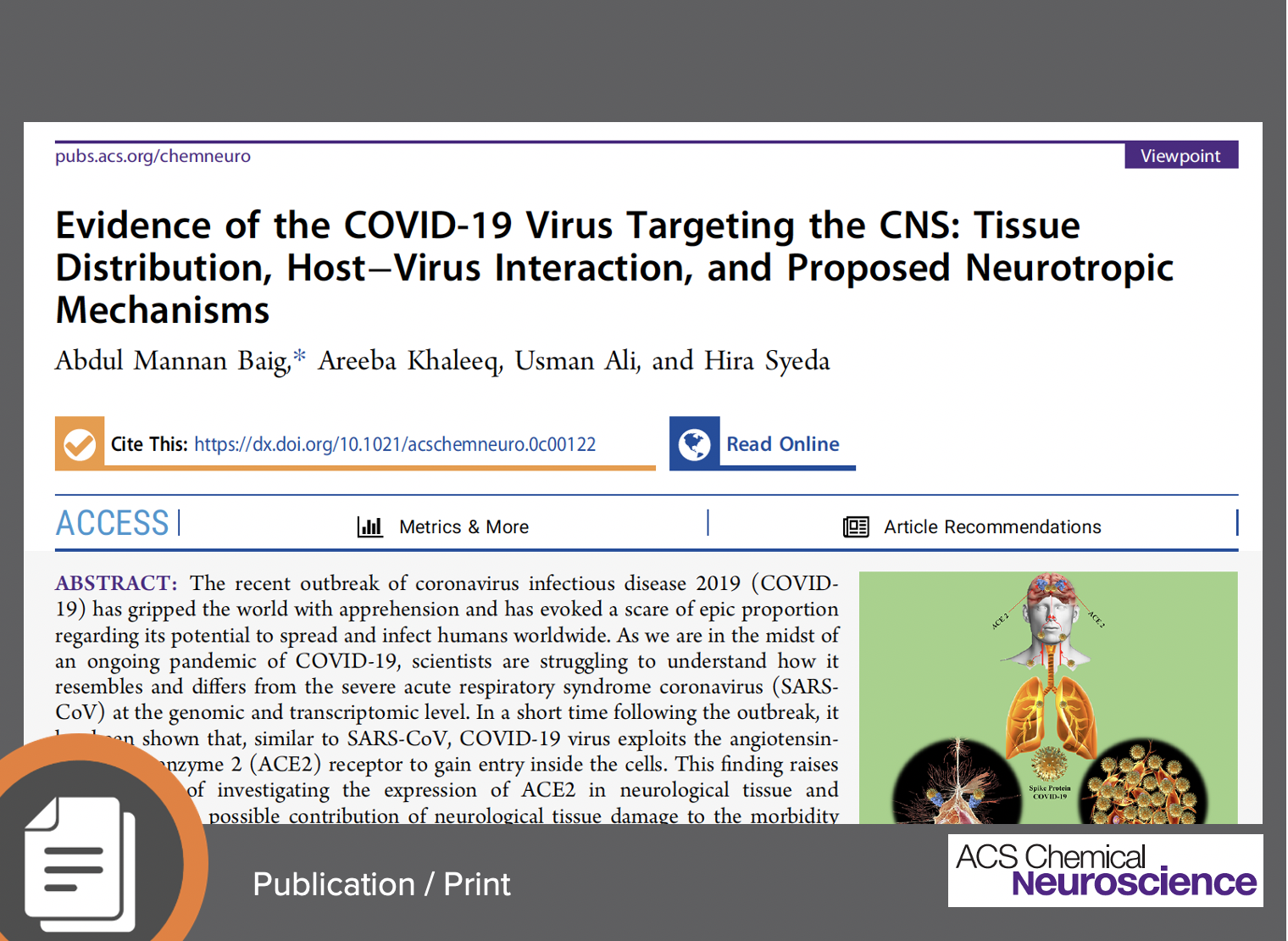 Evidence of the COVID-19 Virus Targeting the CNS: Tissue Distribution, Host−Virus Interaction, and Proposed Neurotropic Mechanisms